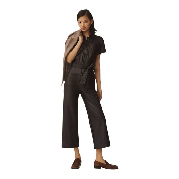 NWT The Colette Weekend Jumpsuit by Maeve: Faux-Leather Anthropologie Size XS - Picture 5 of 14